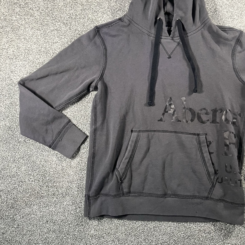 Abercrombie & Fitch Men’s Gray Pullover Hoodie Graphic A&F Fleece Size Small - Picture 2 of 10